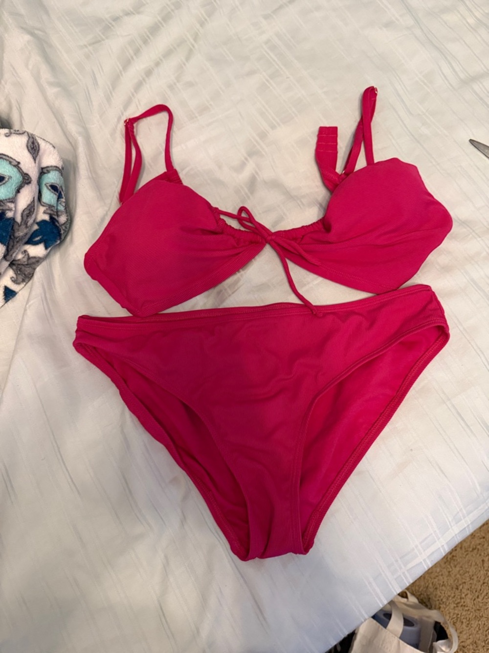 Target Bright Pink Ribbed Two-Piece Bikini Set